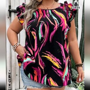 Women's plus size flutter sleeve shirt